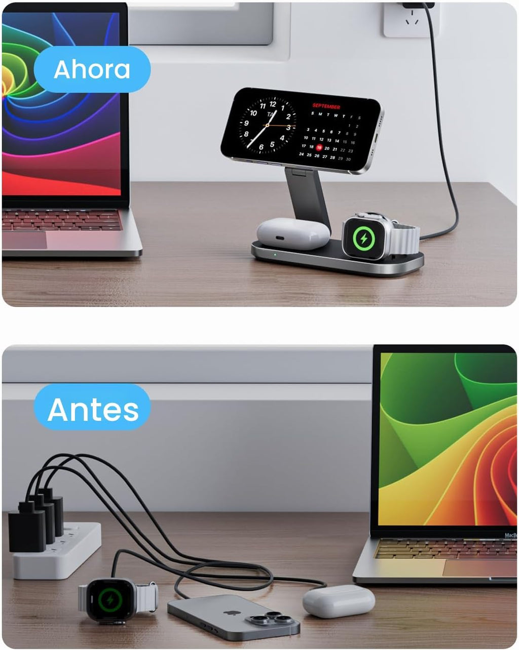 Estación de carga inalámbrica 3 en 1 para dispositivos Apple, sopor...