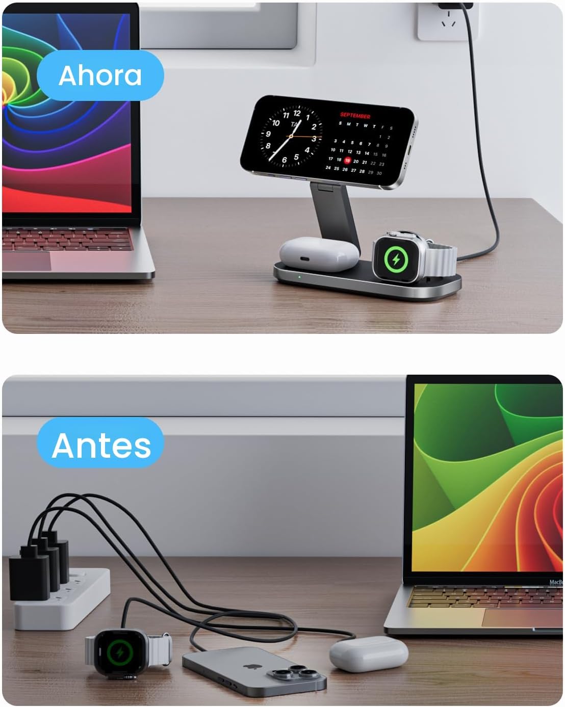 Estación de carga inalámbrica 3 en 1 para dispositivos Apple, sopor...