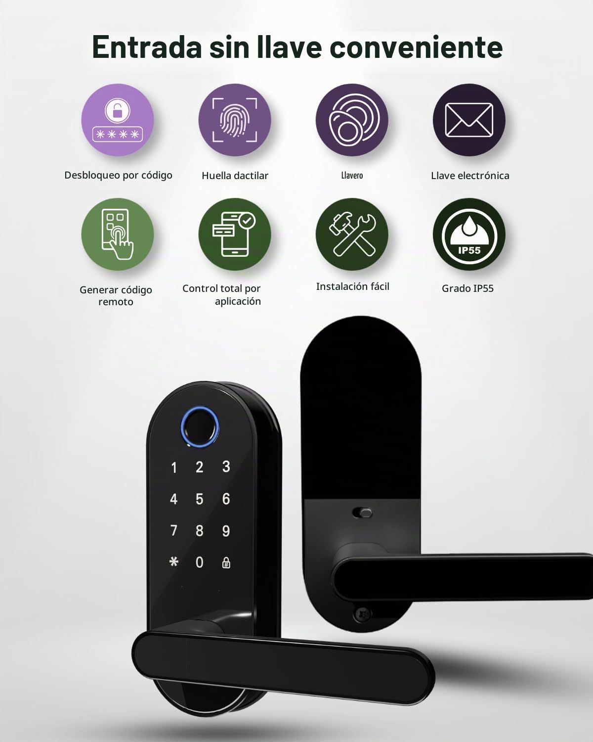 Cerradura inteligente digital de huellas dactilares sin llave con m...
