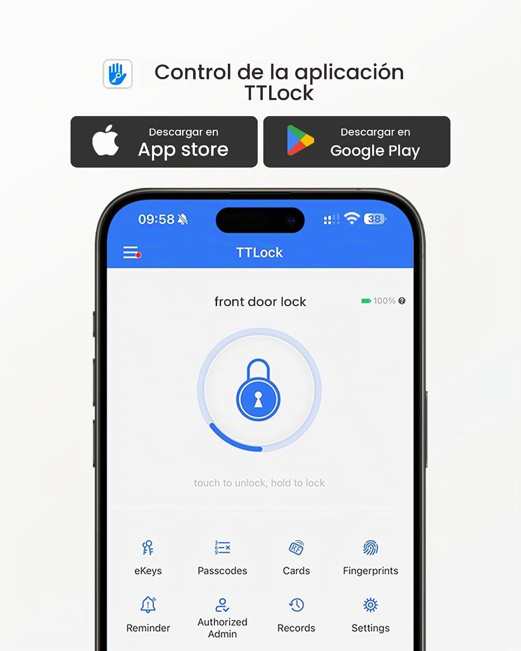DESLOC Cerradura inteligente de huellas dactilares B200L con manija...