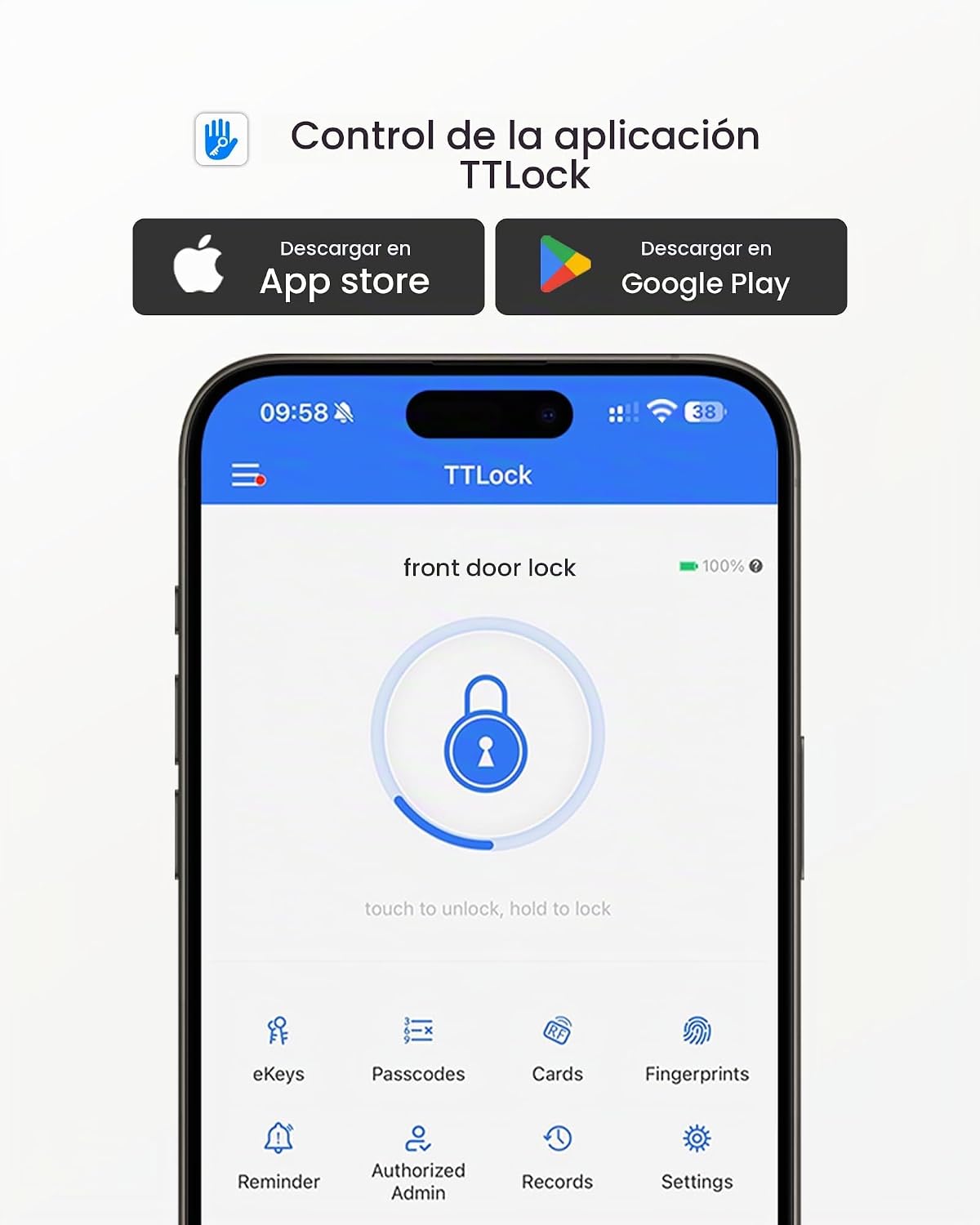 DESLOC Cerradura inteligente de huellas dactilares B200L con manija...