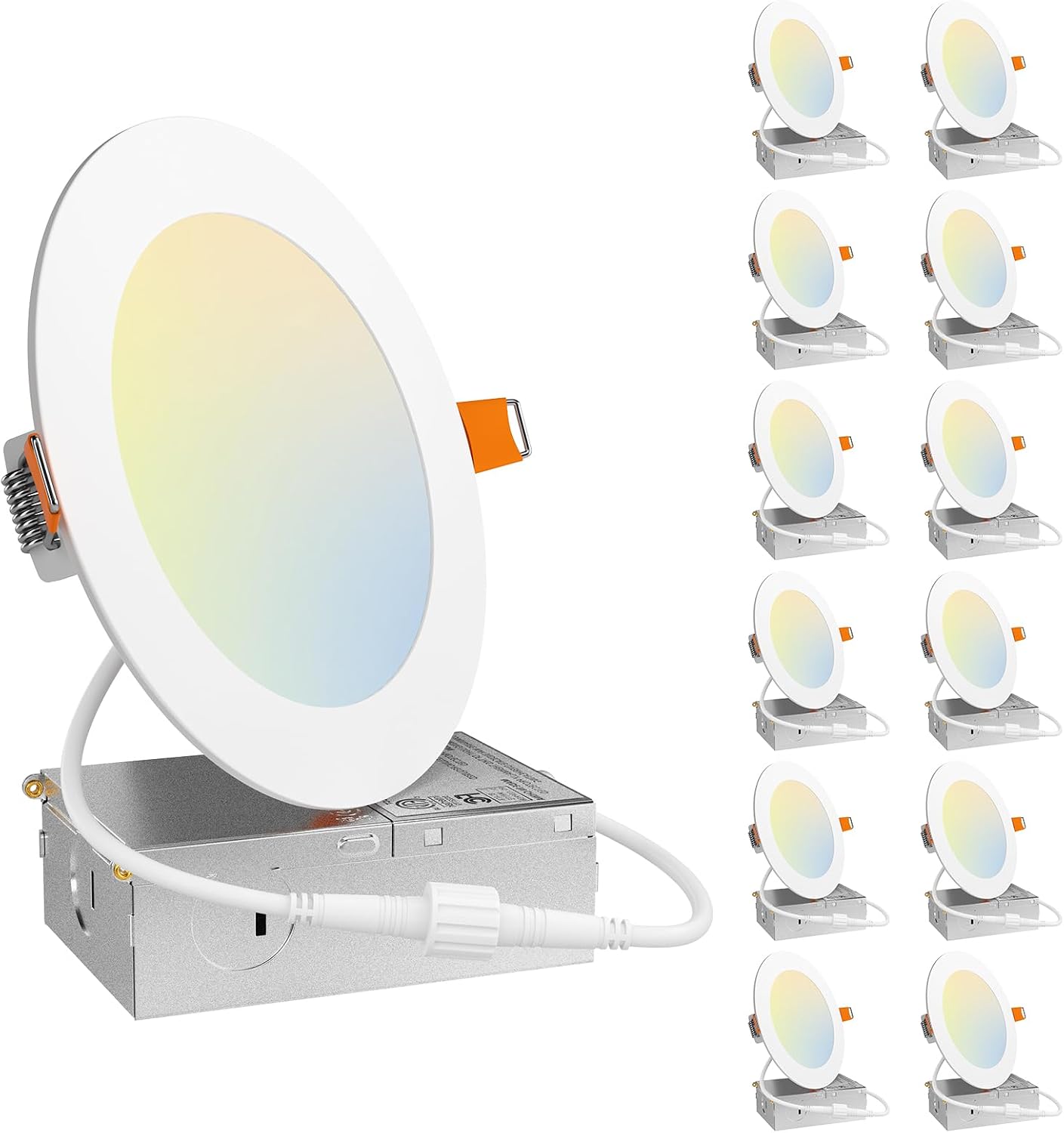 Amico Paquete de 12 lámparas empotrables LED ultrafinas de 5 pulgad...