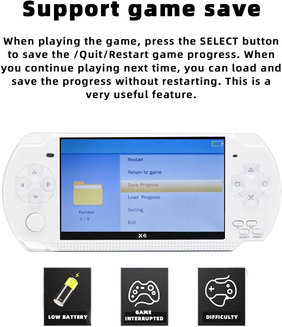 JXD Consola de juegos portátil de 4.3 pulgadas, 8 GB, 2000 juegos i...