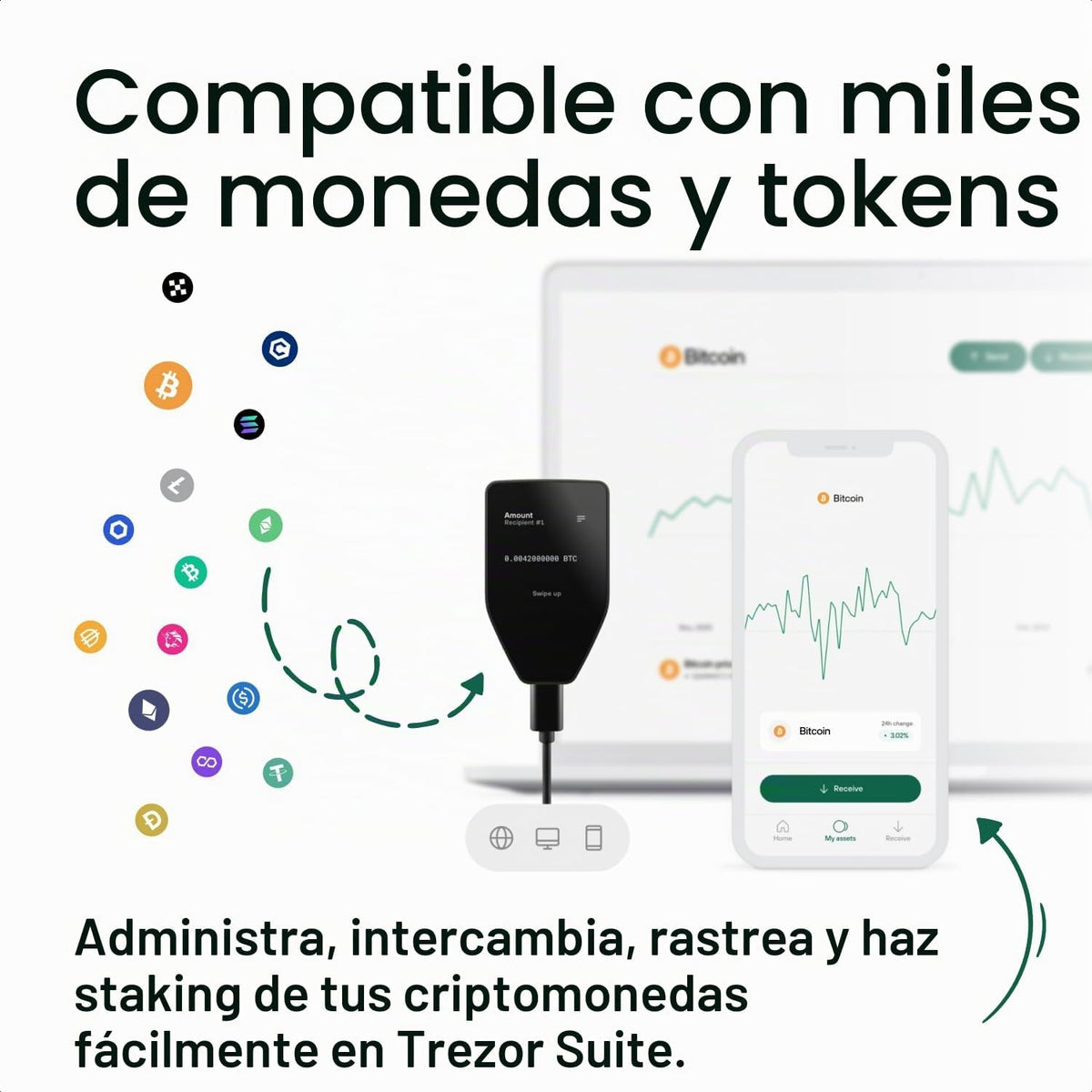 Trezor Safe 5 Crypto Hardware Cartera con pantalla táctil a color |...