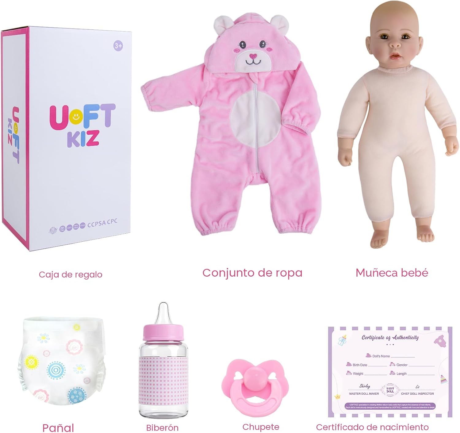 UOFTKIZ Baby Dolls Girl - Muñeca de bebé de la vida real de 17 pulg...