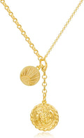 CLASSYZINT Collar con colgante de cabeza de león y moneda de corazó...