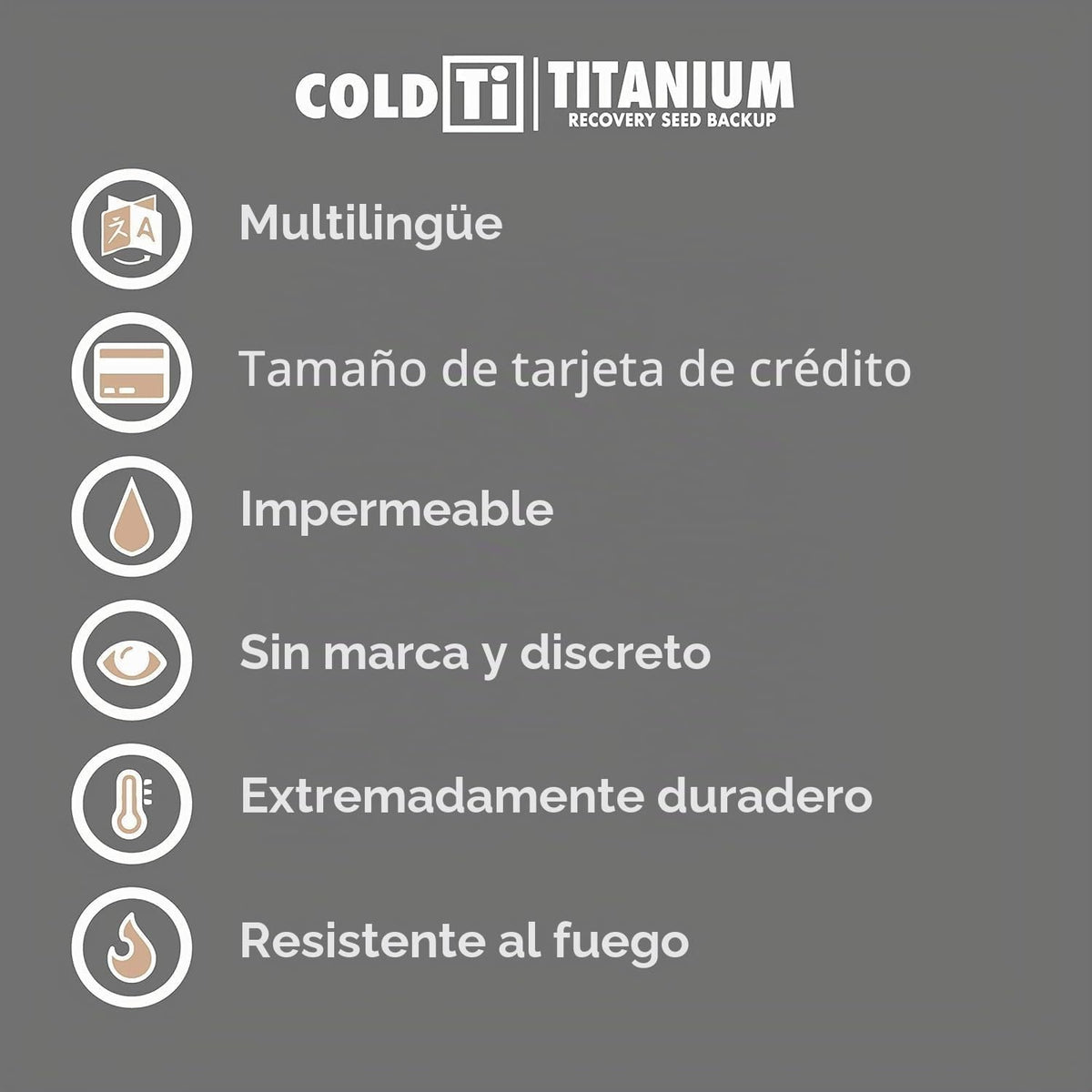 ColdTi - Placa de semillas de Bitcoin de titanio para almacenamient...