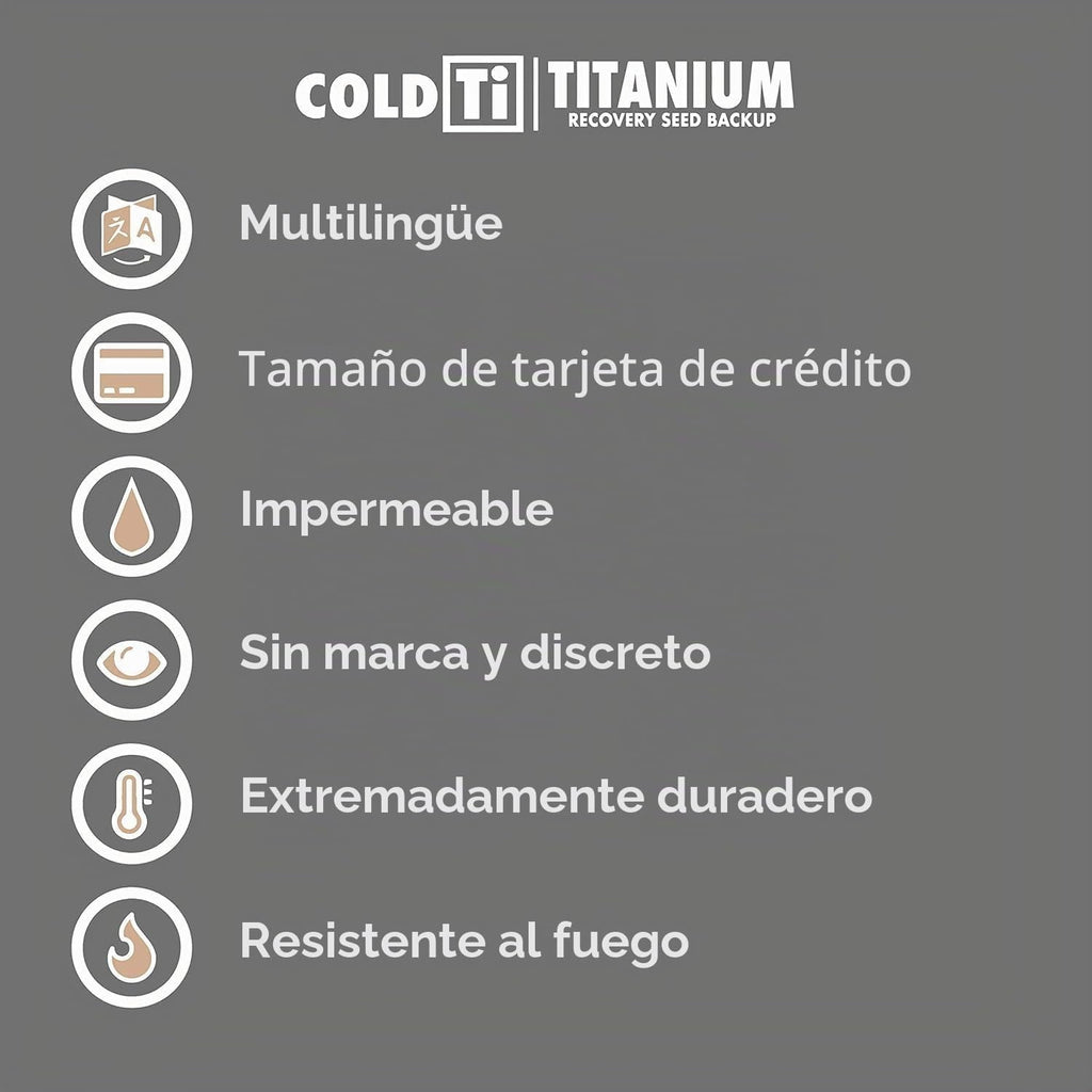 ColdTi - Placas de Titanio para Semillas de Bitcoin para Almacenami...