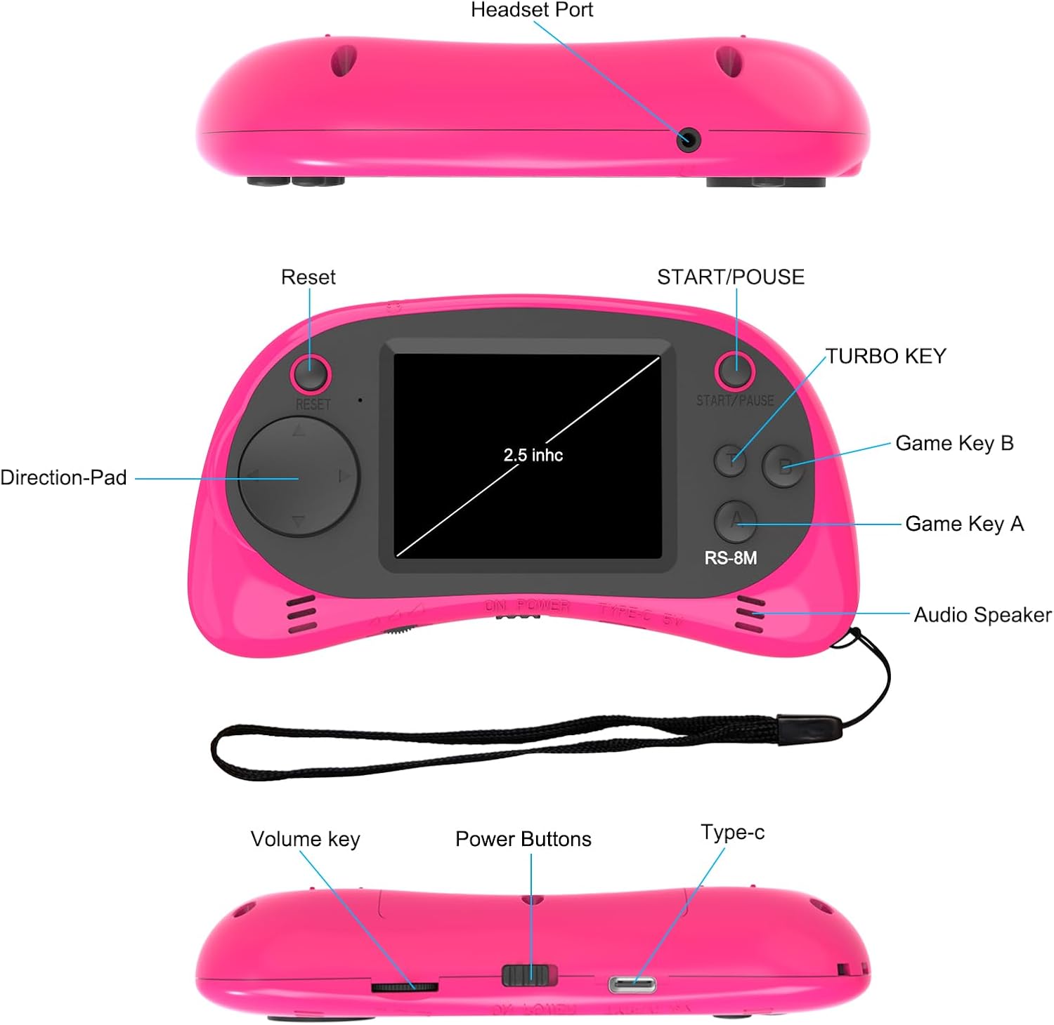 Reproductor de videojuegos portátil de mano para niños con 200 jueg...