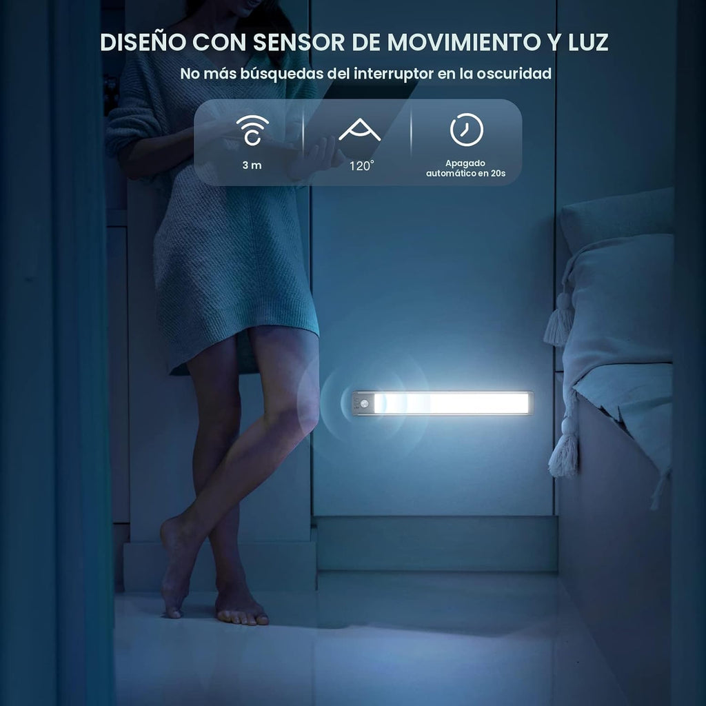 Iluminación para debajo del gabinete, luz recargable con sensor de...