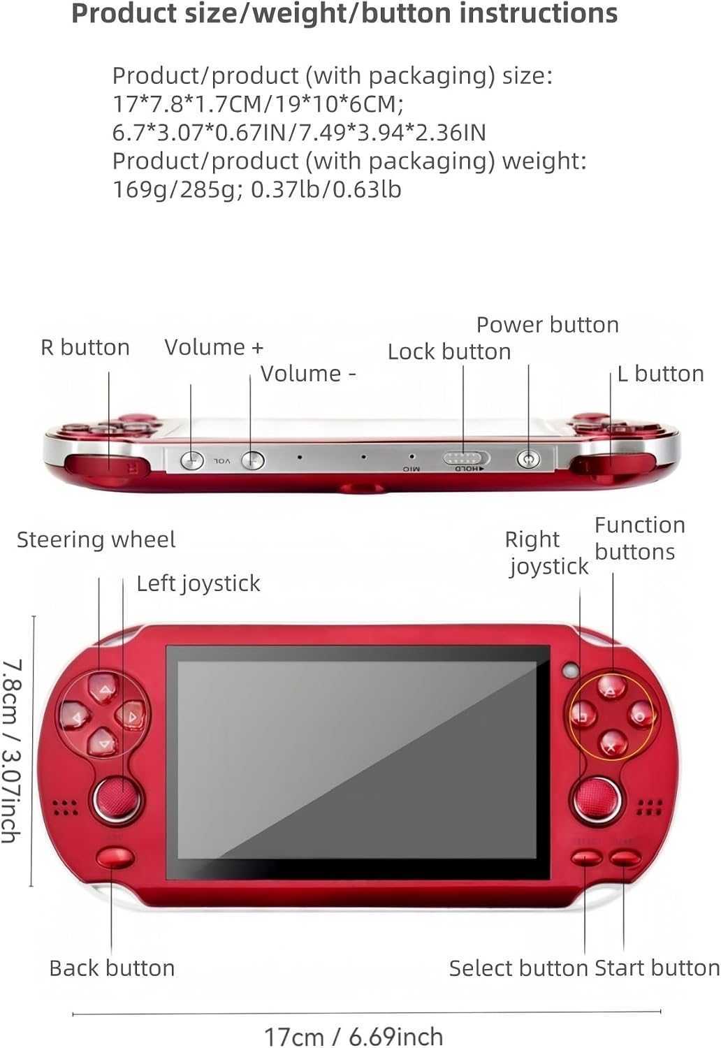 YHFITN Consola de juegos retro con pantalla de 4.3 pulgadas, sistem...