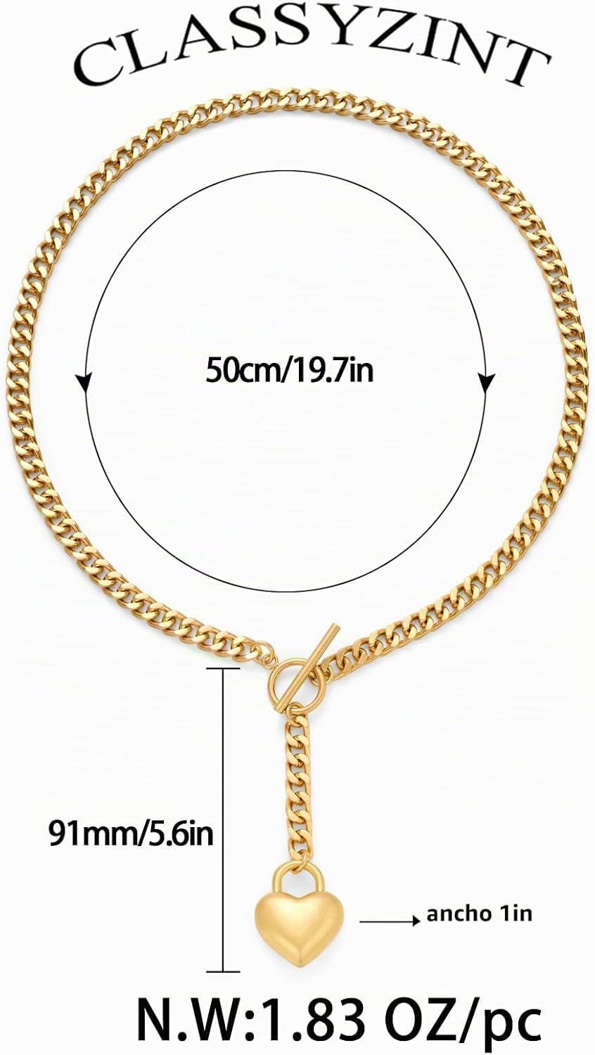 CLASSYZINT Collar con colgante de cabeza de león y moneda de corazó...