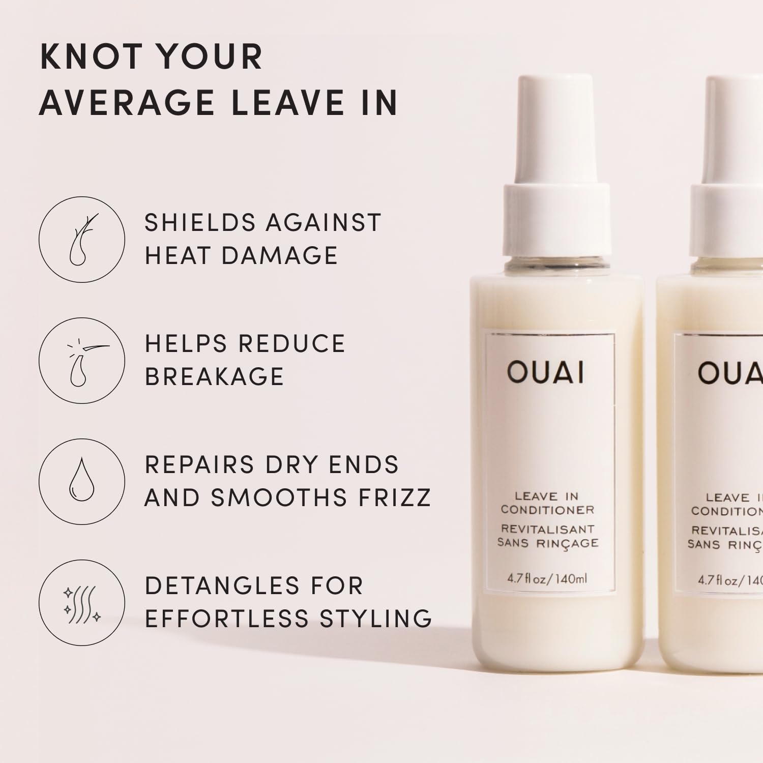 OUAI Acondicionador sin enjuague y protector de calor para el cabel...