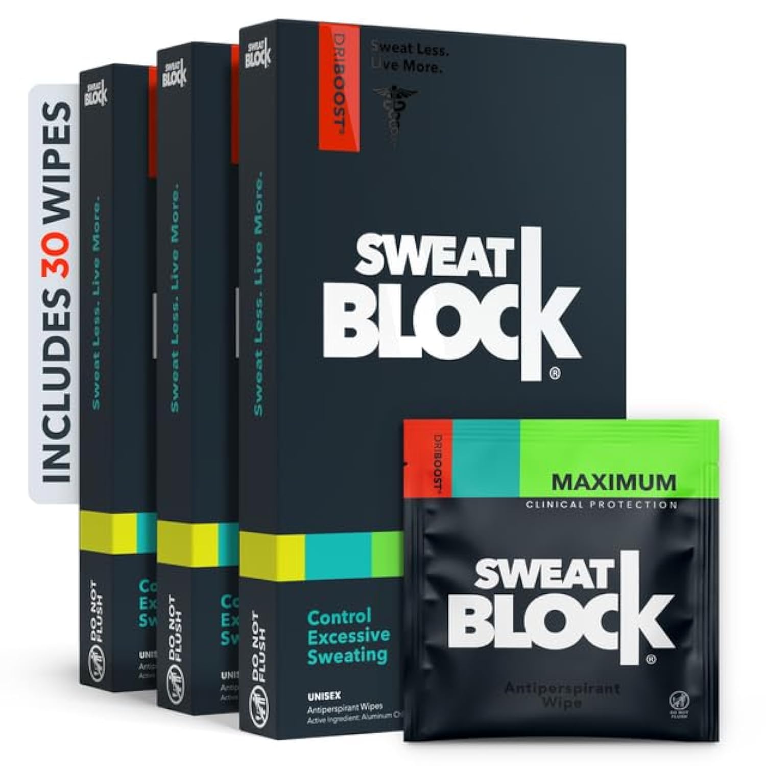 Toallitas antitranspirantes SweatBlock - Fuerza clínica máxima - Tr...