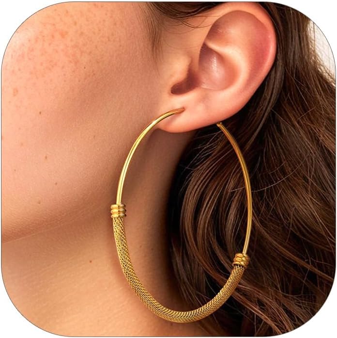 PROSTEEL 12\/16\/24\/32\/40 Pulgadas Aretes de Aro Gruesos para Muj...