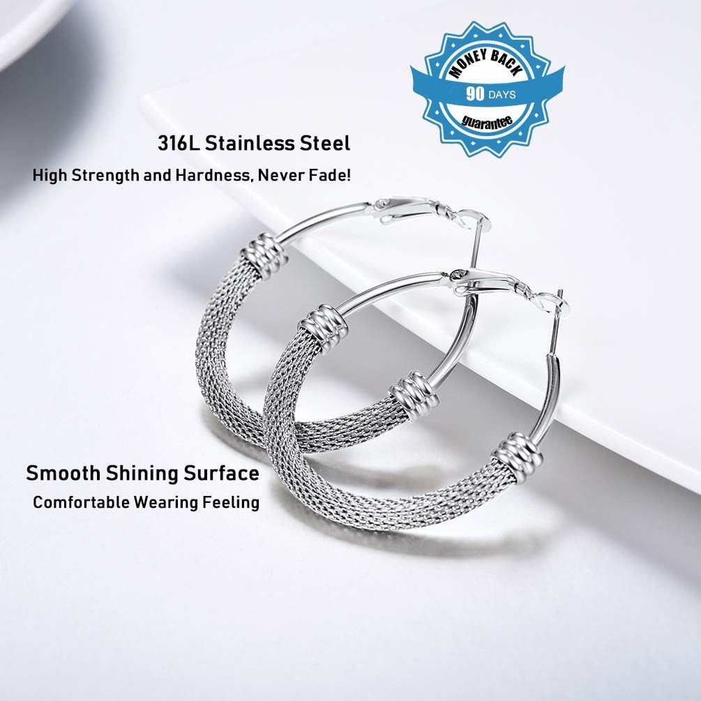PROSTEEL 12\/16\/24\/32\/40 Pulgadas Aretes de Aro Gruesos para Muj...