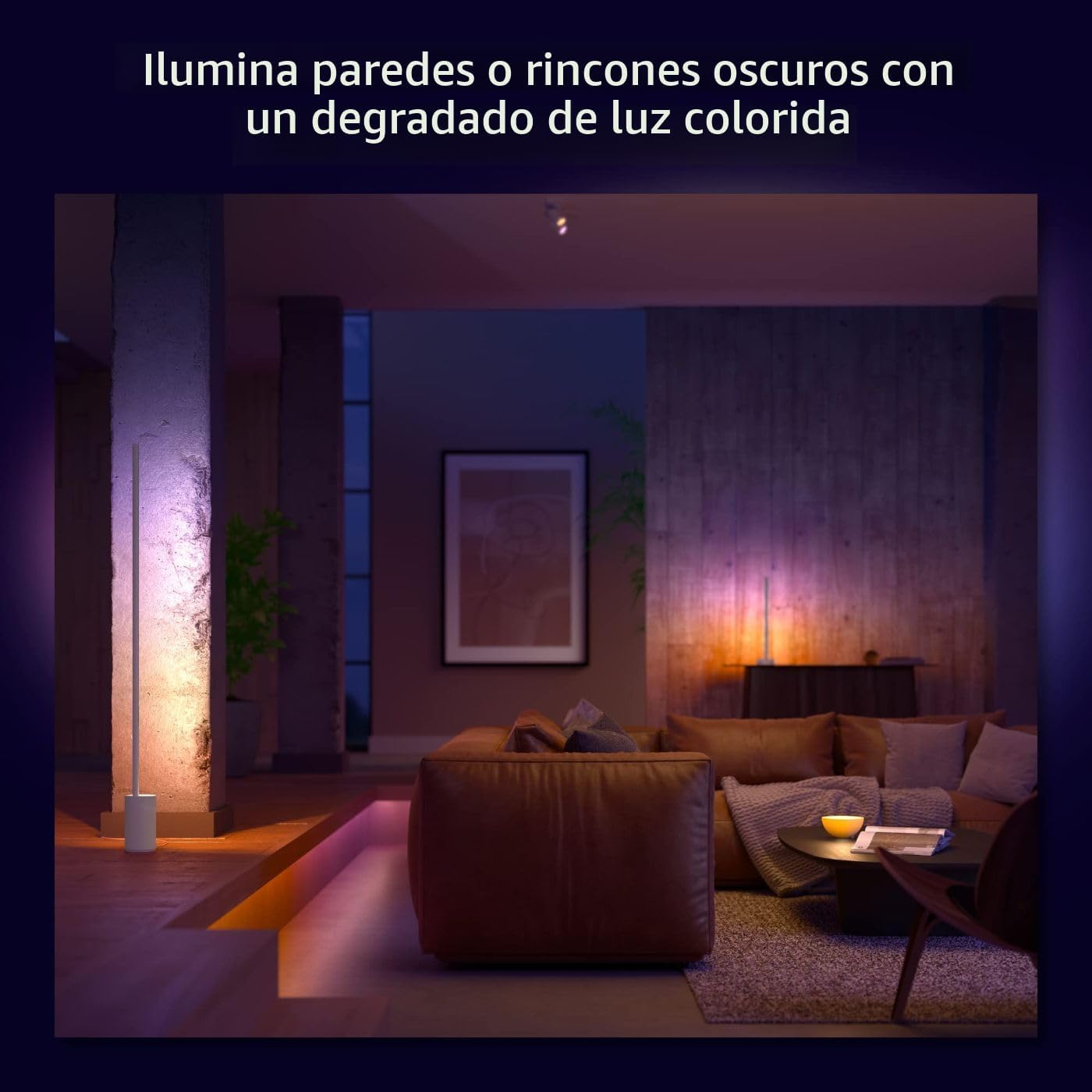 Philips Hue Lámpara de pie inteligente Signe, color blanco - Luz LE...
