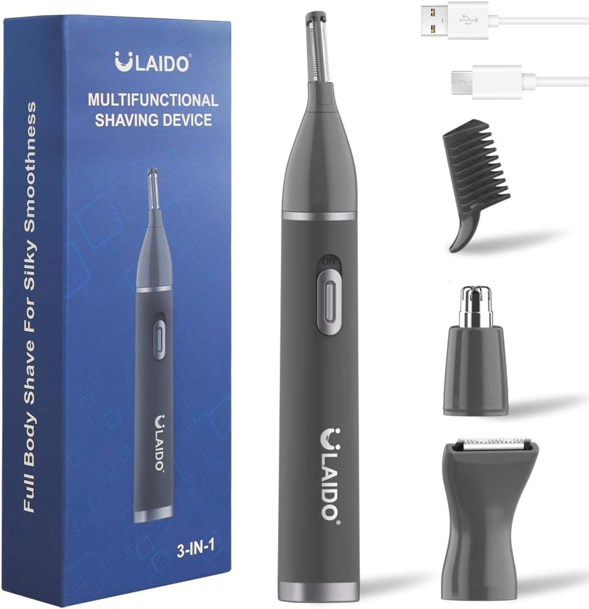 ULAIDO Recortadora de vello de nariz para hombres, kit de aseo 3 en...