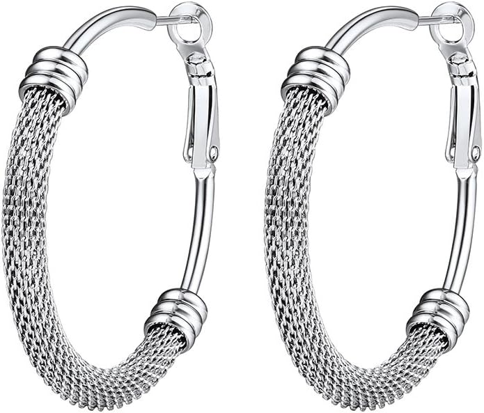 PROSTEEL 12\/16\/24\/32\/40 Pulgadas Aretes de Aro Gruesos para Muj...