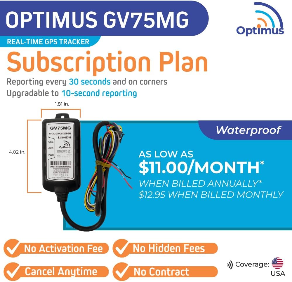 Optimus GV75MG impermeable con cable GPS Tracker para vehículos y a...