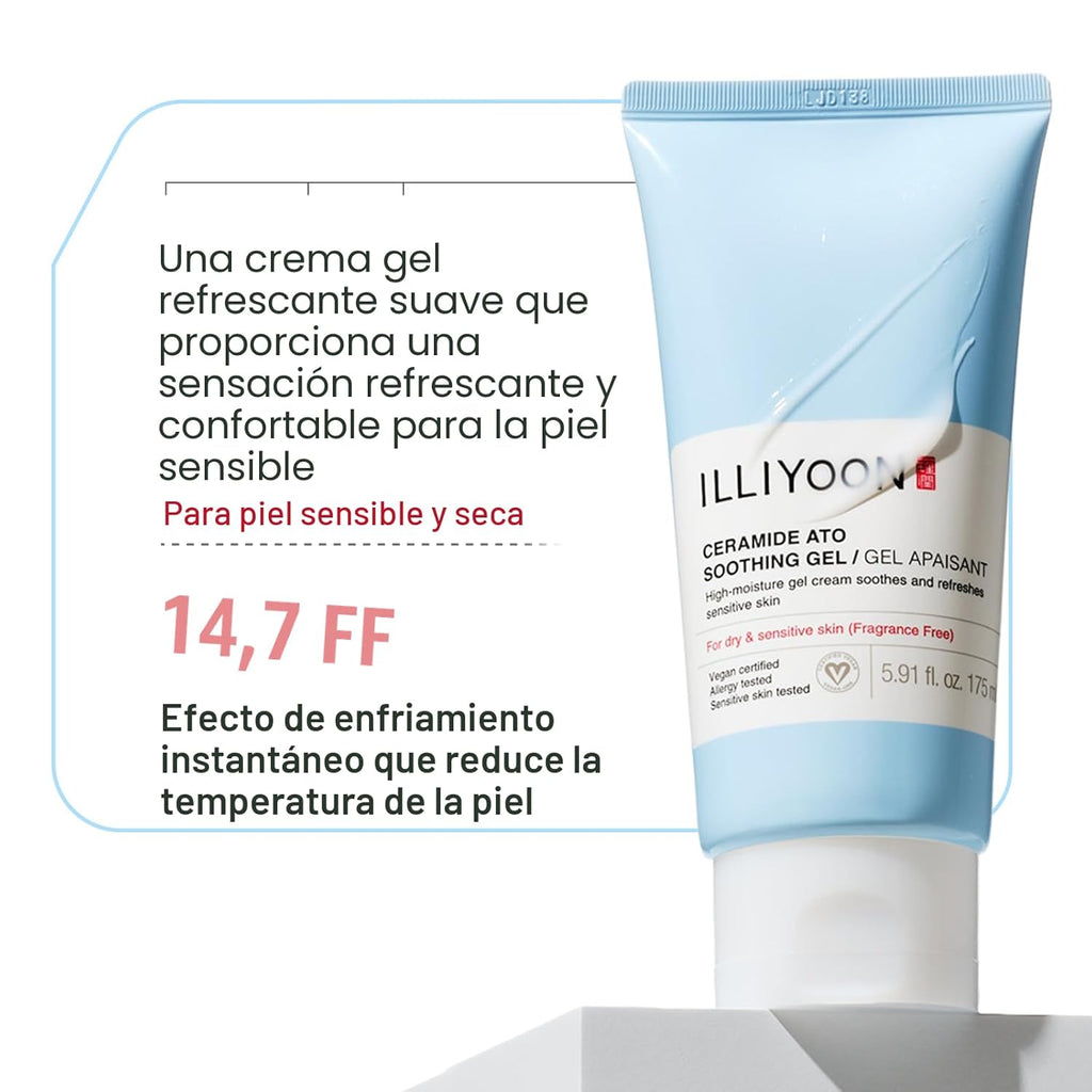 Illiyoon Ceramide Ato Gel Calmante - Humectante facial vegano para...