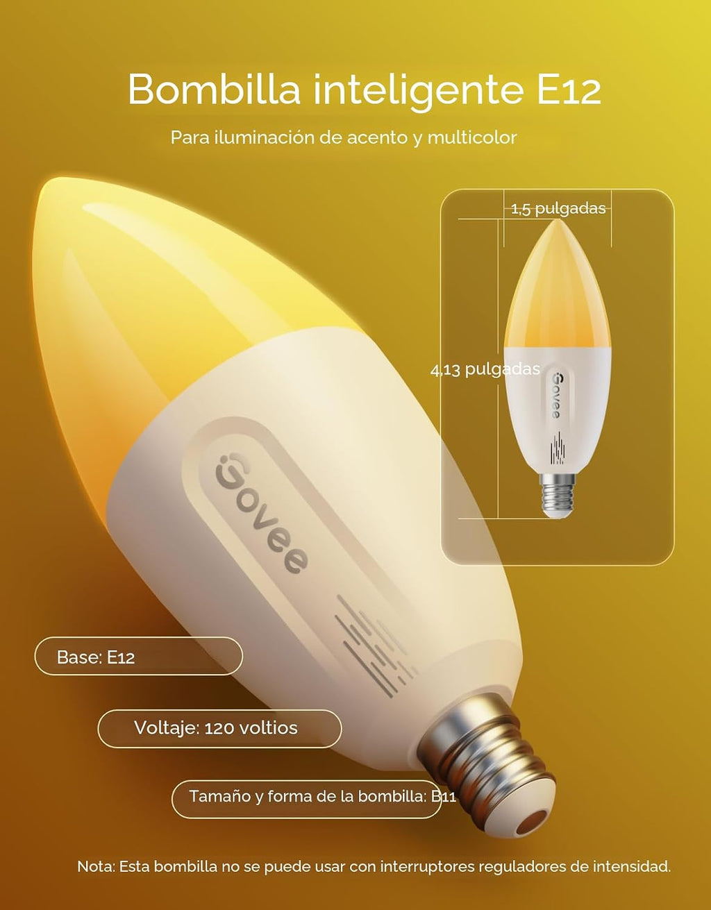 Govee Bombilla LED E12, bombillas inteligentes que funcionan con Ma...