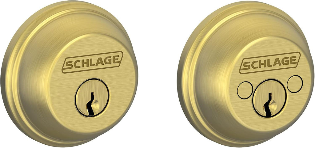 SCHLAGE Cerrojo de doble cilindro, latón satinado (B62 N 608)
