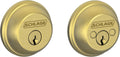SCHLAGE Cerrojo de doble cilindro, latón satinado (B62 N 608)