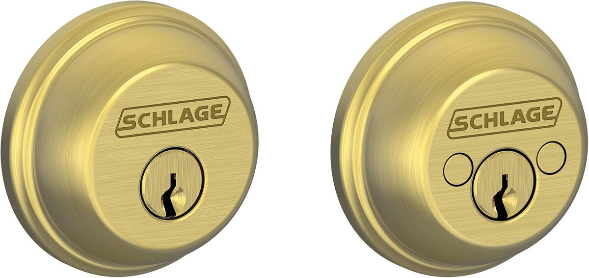 SCHLAGE Cerrojo de doble cilindro, latón satinado (B62 N 608)