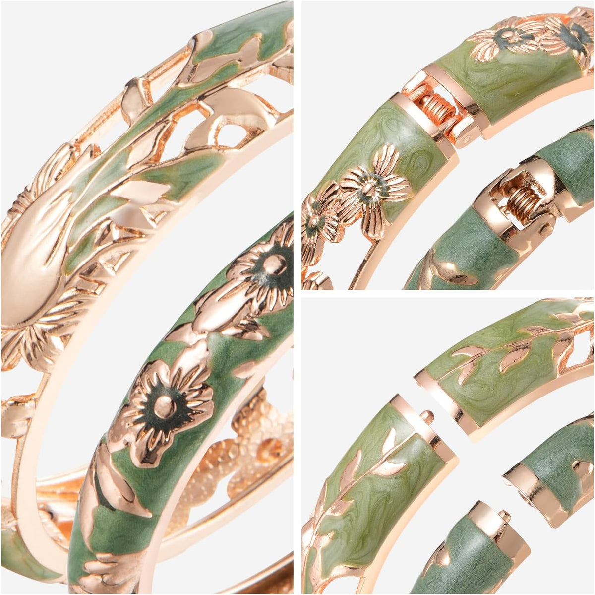 UJOY Vintage Jewelry Cloisonne - Pulsera de brazalete con bisagras...