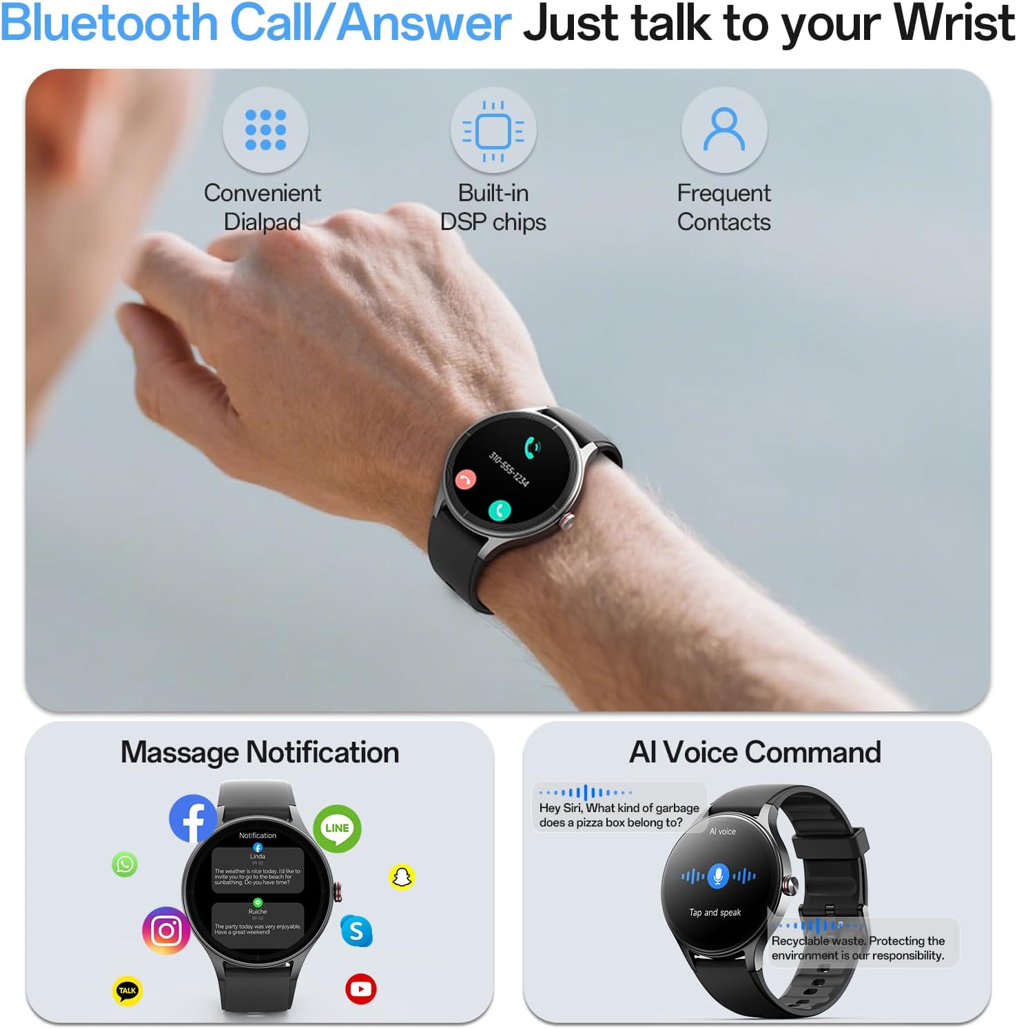 Woneligo Reloj inteligente, reloj AMOLED de fitness con pantalla tá...