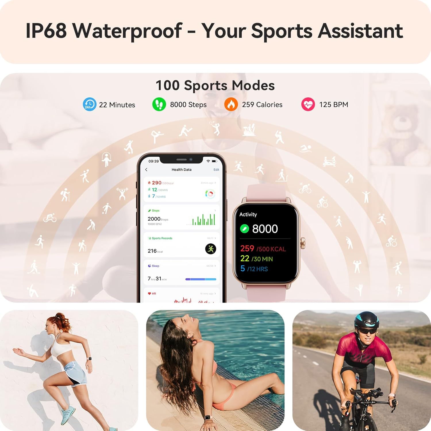 Reloj inteligente para mujer, Android y iPhone, Alexa integrado, IP...