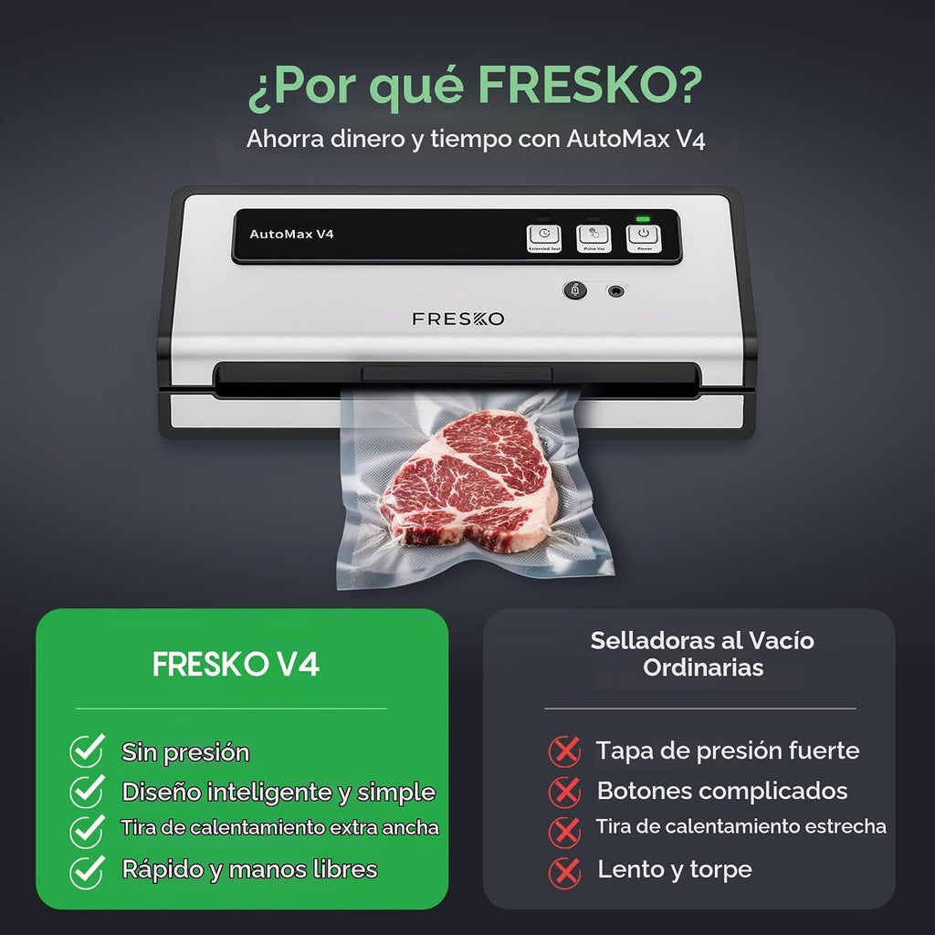FRESKO Máquina selladora al vacío con detección automática de bolsa...