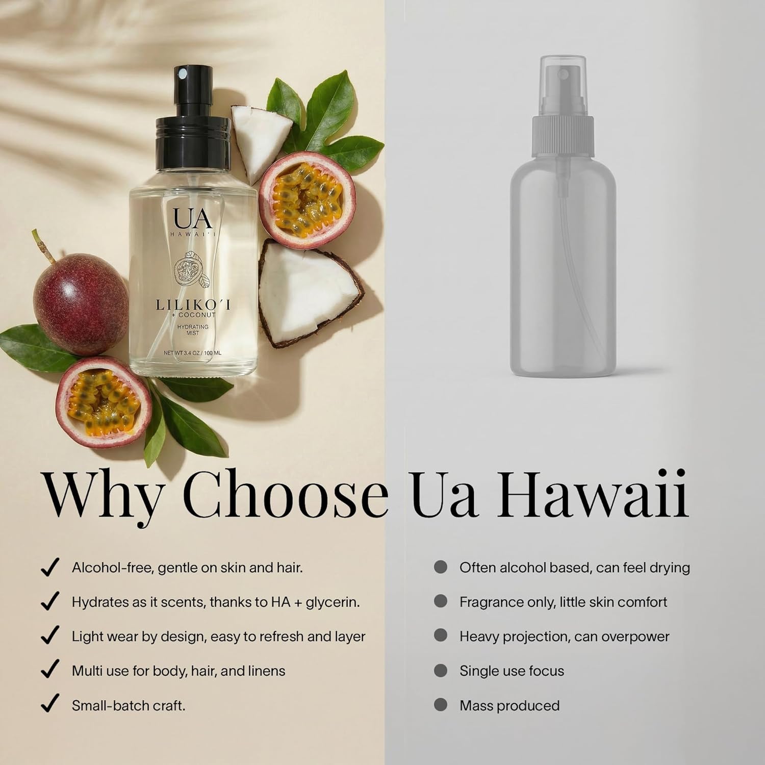 Lilikoi Coconut Body and Hair Mist de Hawái, perfume para el cabell...