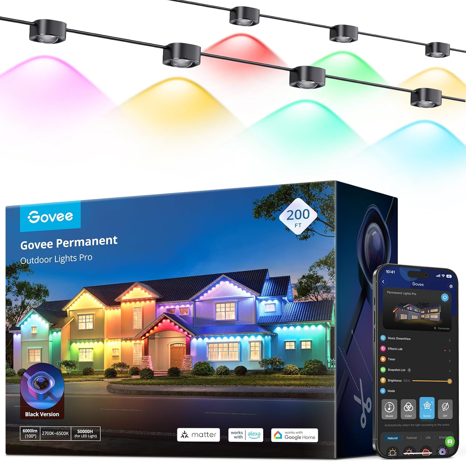 Govee - Luces permanentes para exterior Pro, de 200 pies con 120 lu...