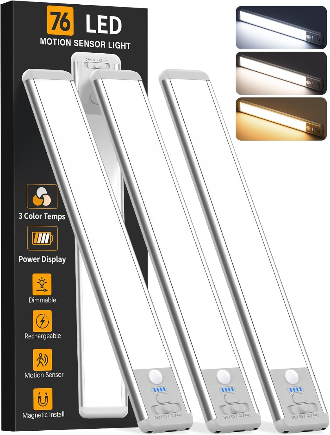 Iluminación inalámbrica para debajo del gabinete, luz recargable co...