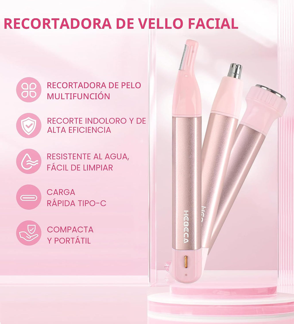 HEBECA Recortador de vello nasal para mujeres 3 en 1 Recortadores d...