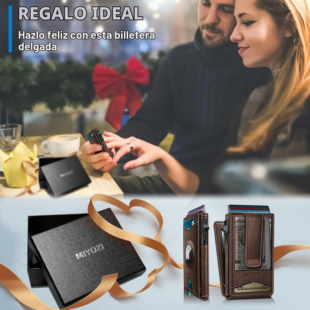 miyozi Airtag - Cartera para hombre con clip para dinero, 9 tarjeta...