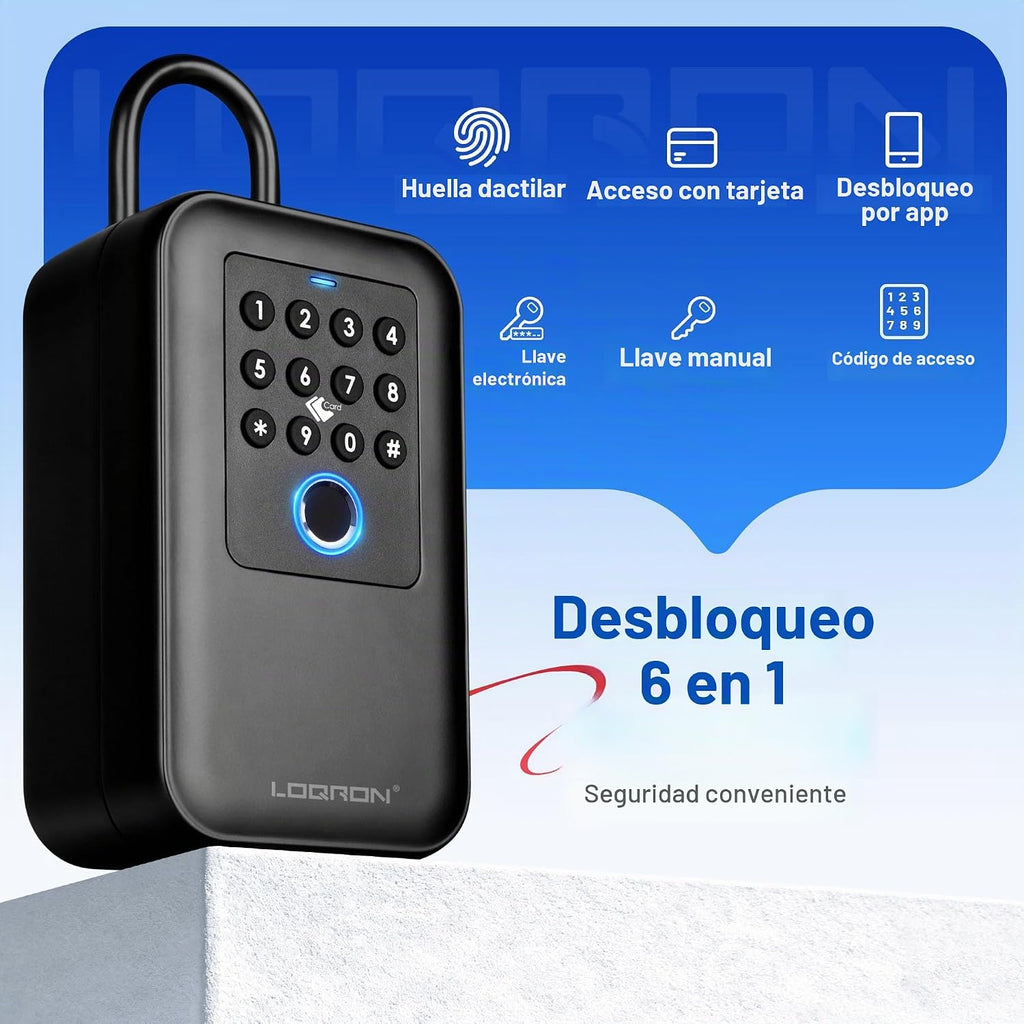 LOQRON Caja de bloqueo inteligente de huellas dactilares Bluetooth...