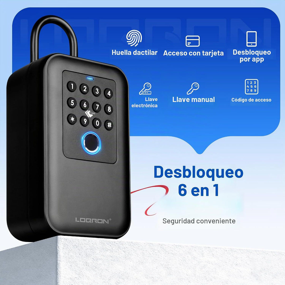 LOQRON Caja de bloqueo inteligente de huellas dactilares Bluetooth...