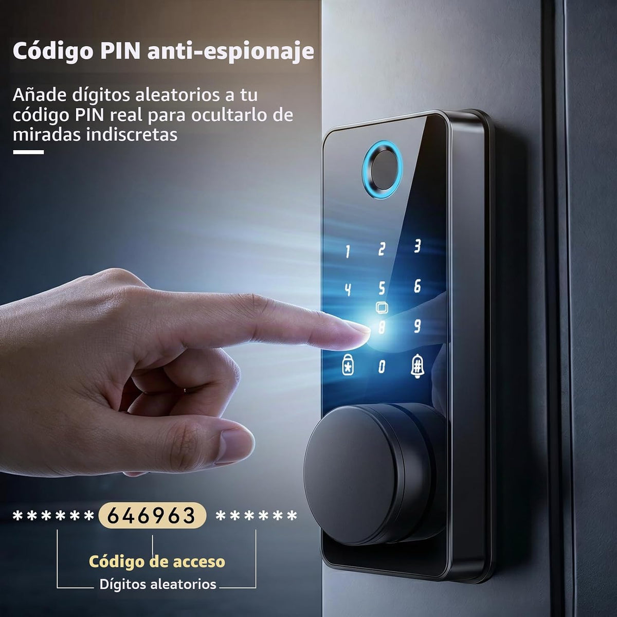 Cerradura de puerta de entrada sin llave, cerradura inteligente biq...
