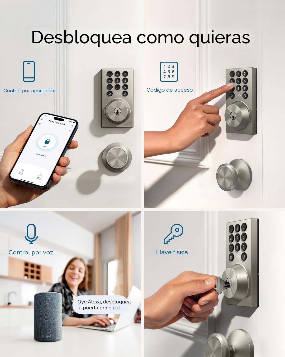 eufy Security Smart Lock C30, Cerradura de puerta de entrada sin ll...