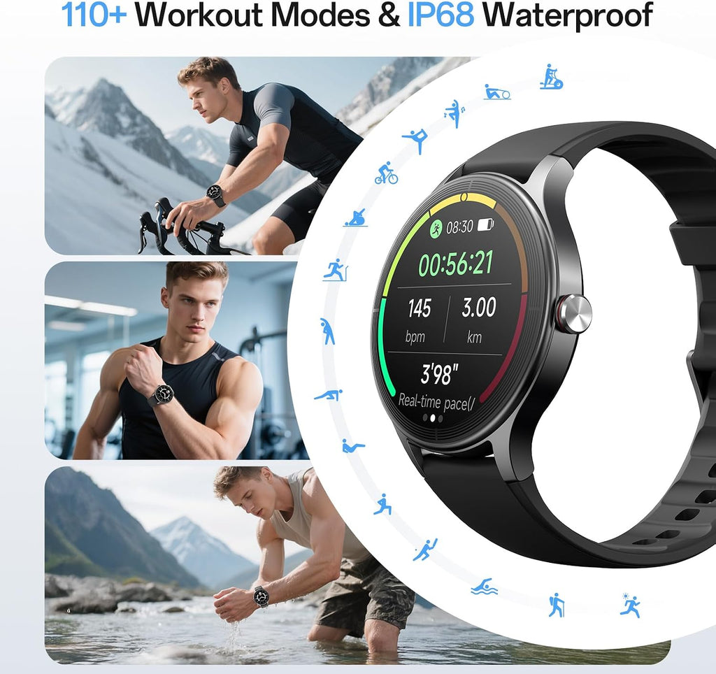 Woneligo Reloj inteligente, reloj AMOLED de fitness con pantalla tá...