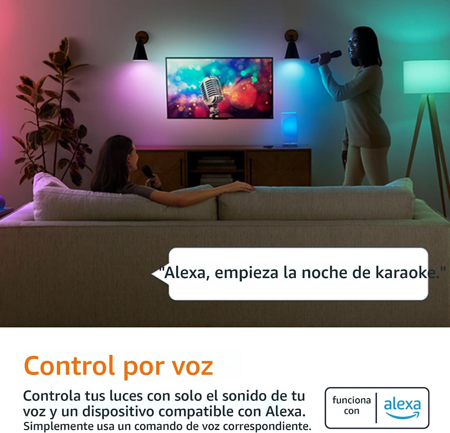 Amazon Basics Bombilla LED inteligente A19, cambio de color, 9 W (e...