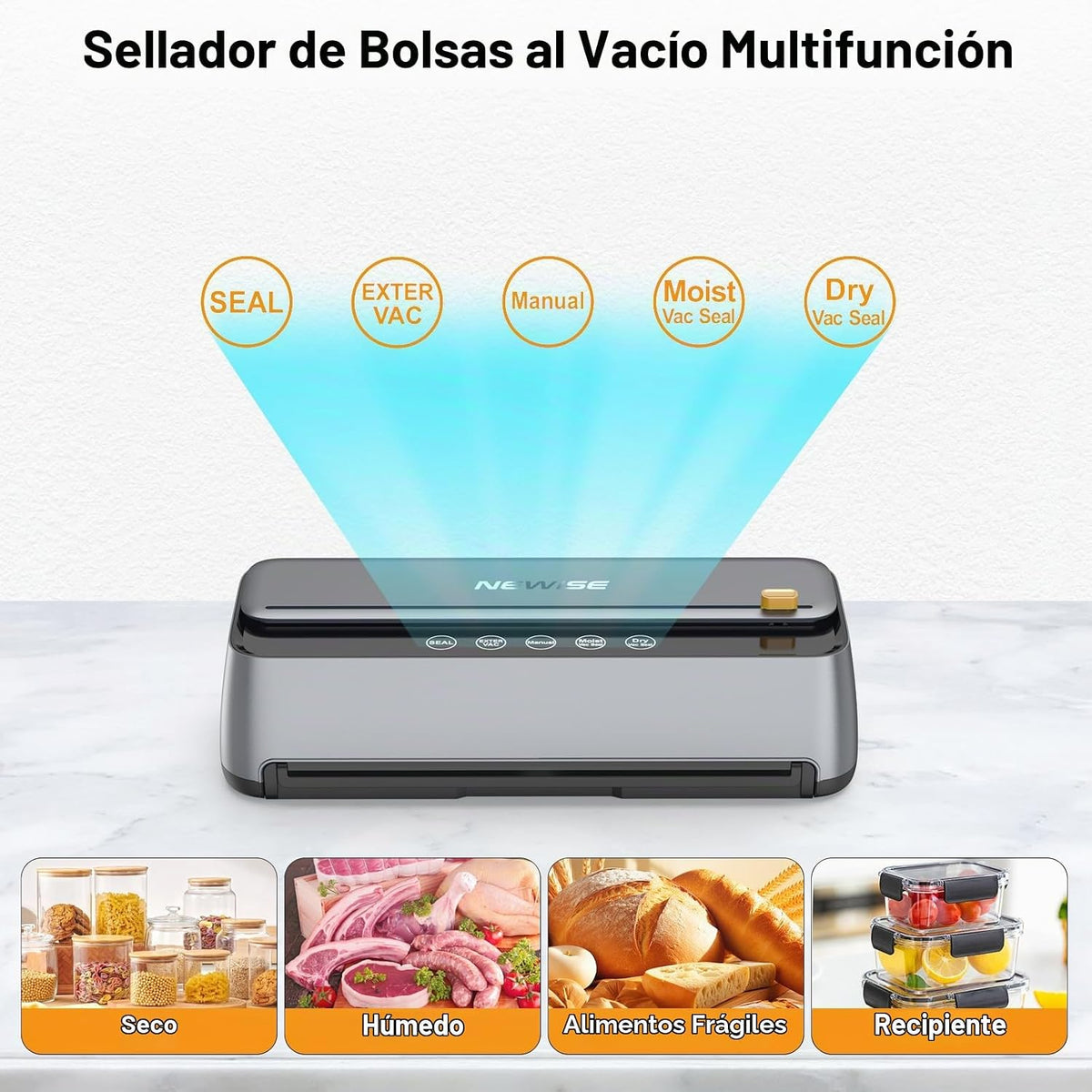 Newise - Sellador al vacío para alimentos, máquina selladora al vac...