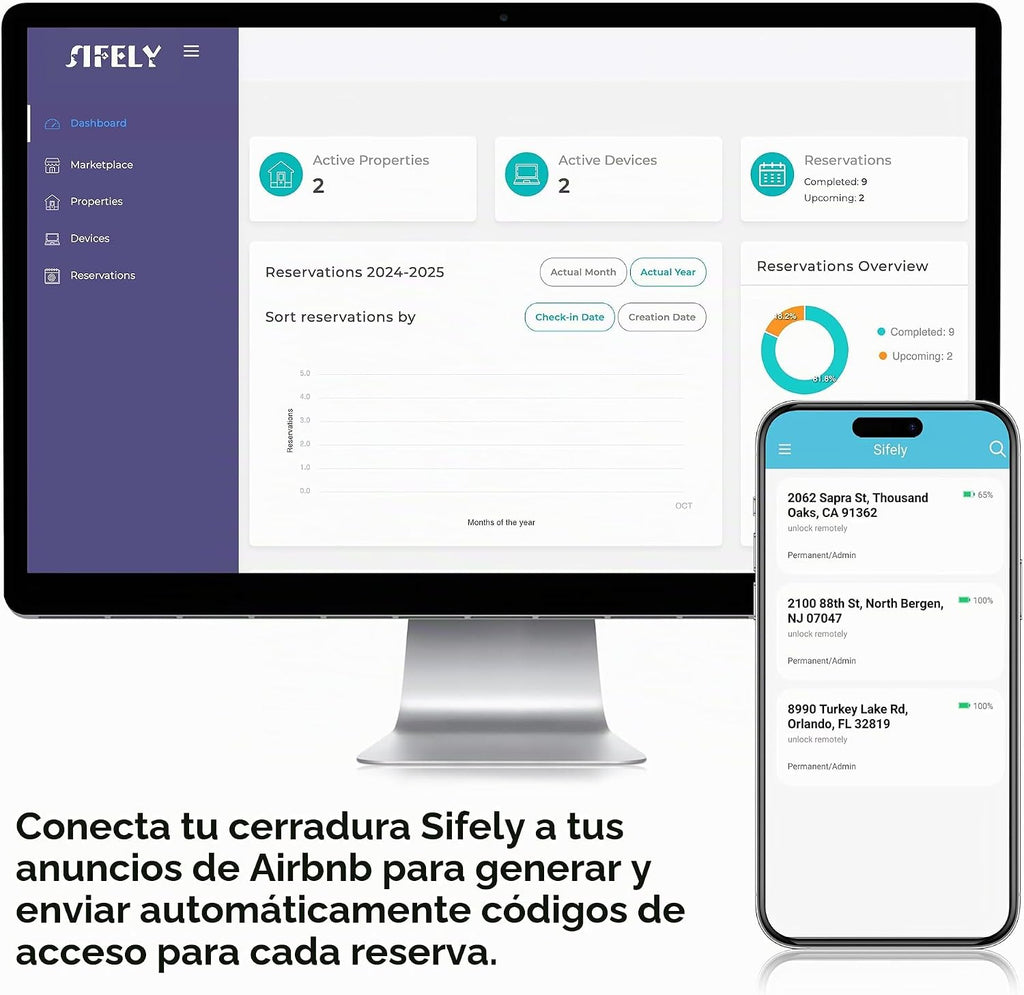 Cerradura de puerta inteligente de huellas dactilares con asa y tec...