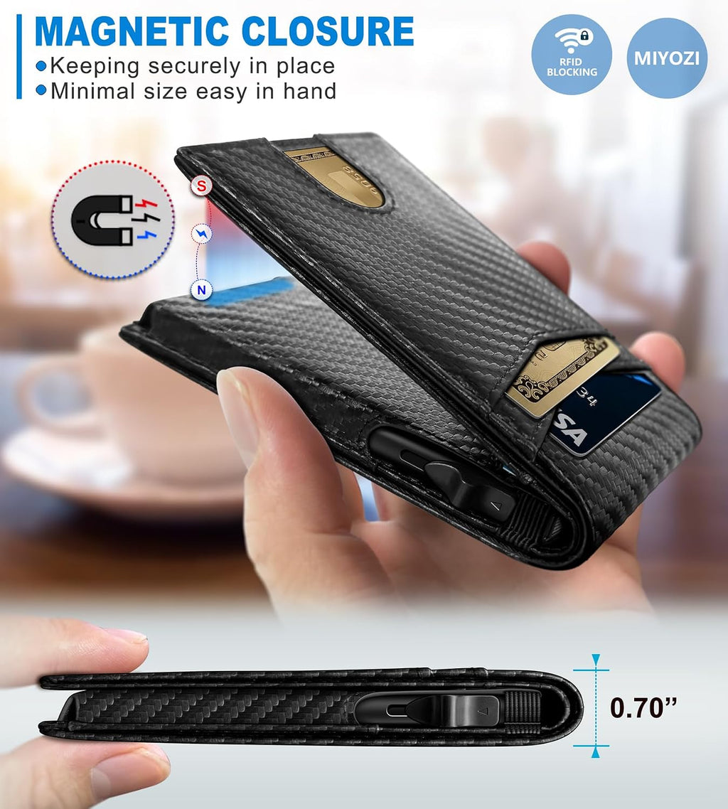 miyozi Cartera para hombre, funda delgada y desmontable para tarjet...