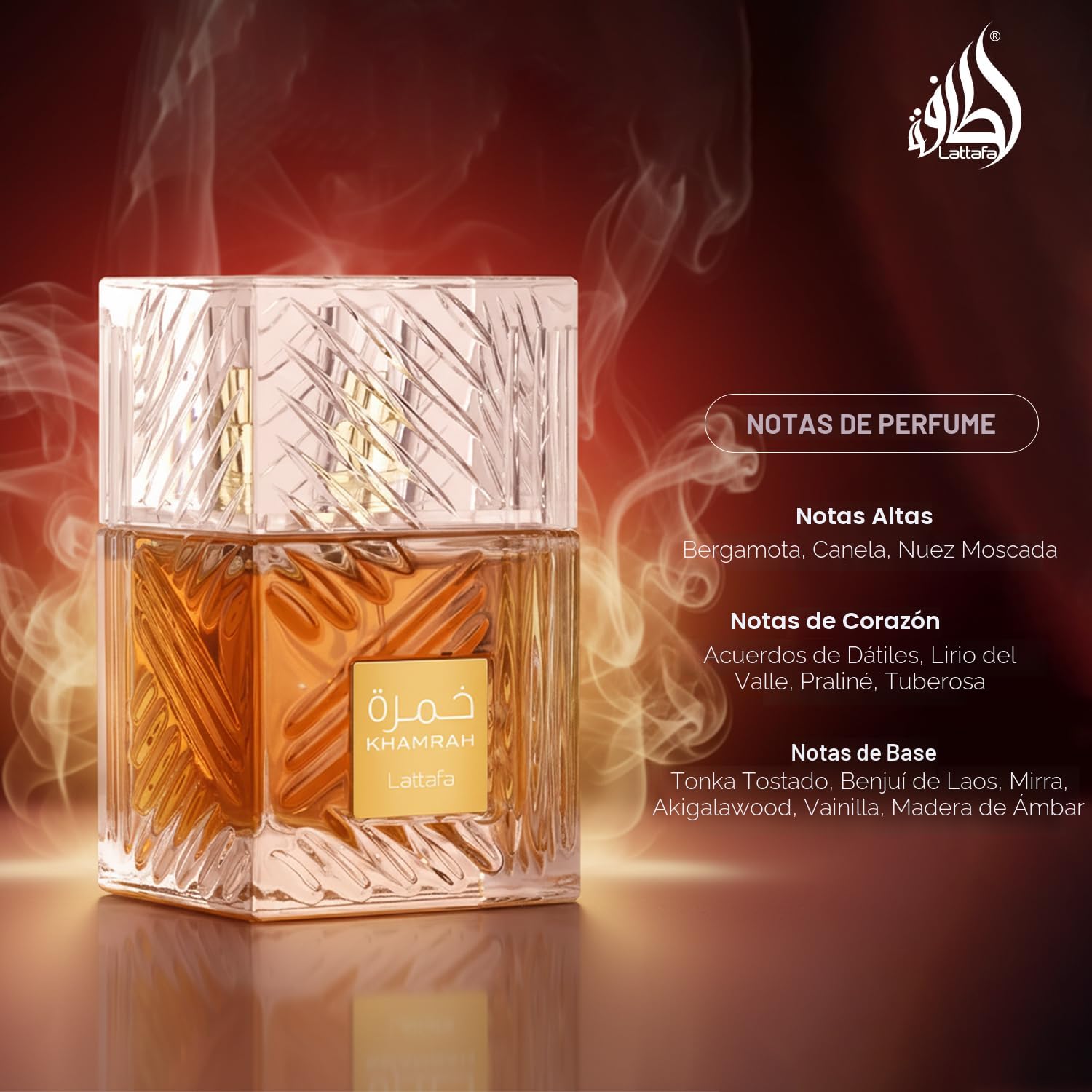 Lattafa Khamrah - Vainilla, picante cálido, ámbar, canela - Perfume...