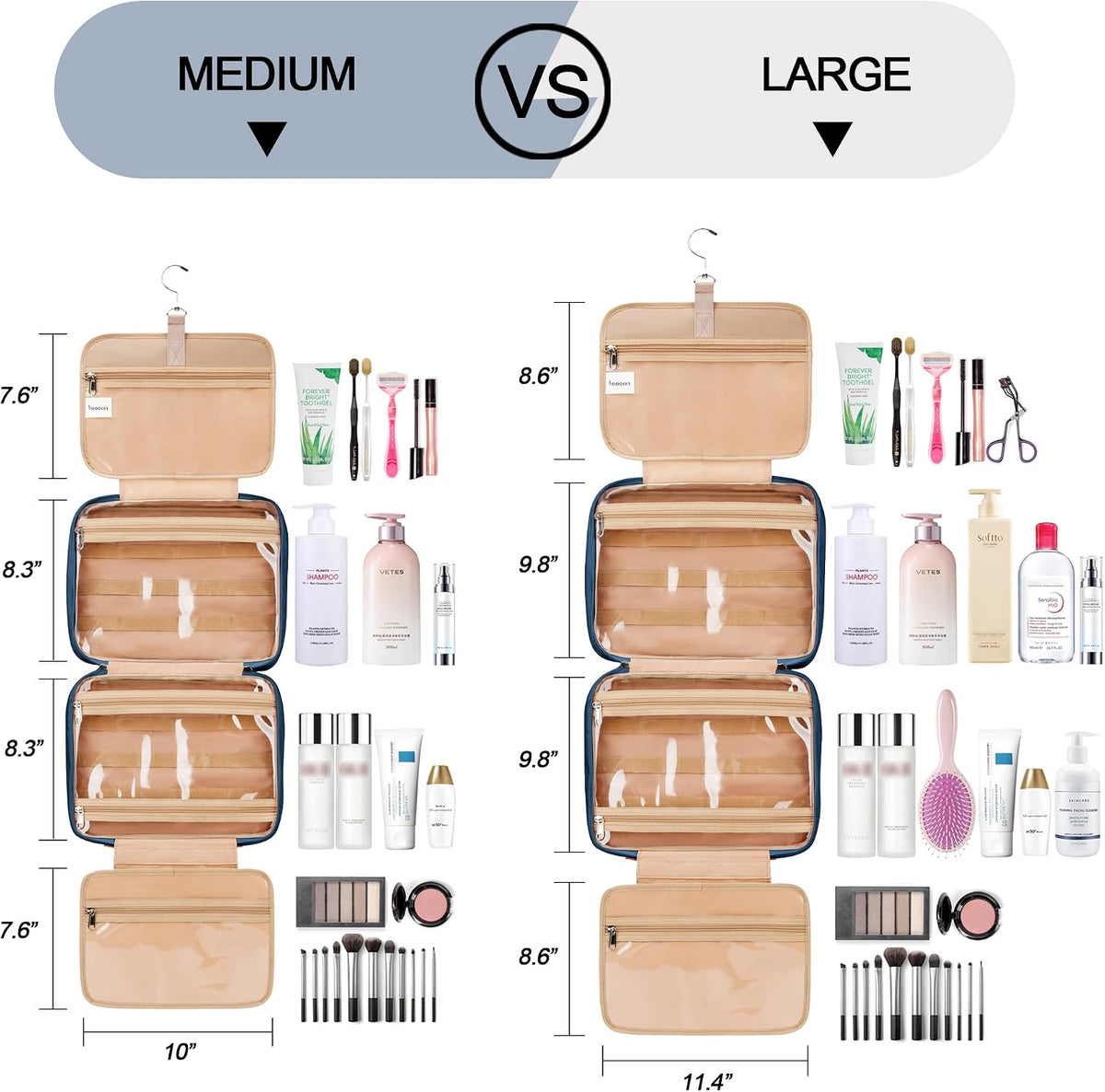 Neceser colgante de viaje para mujeres y hombres, con 6 fundas de b...