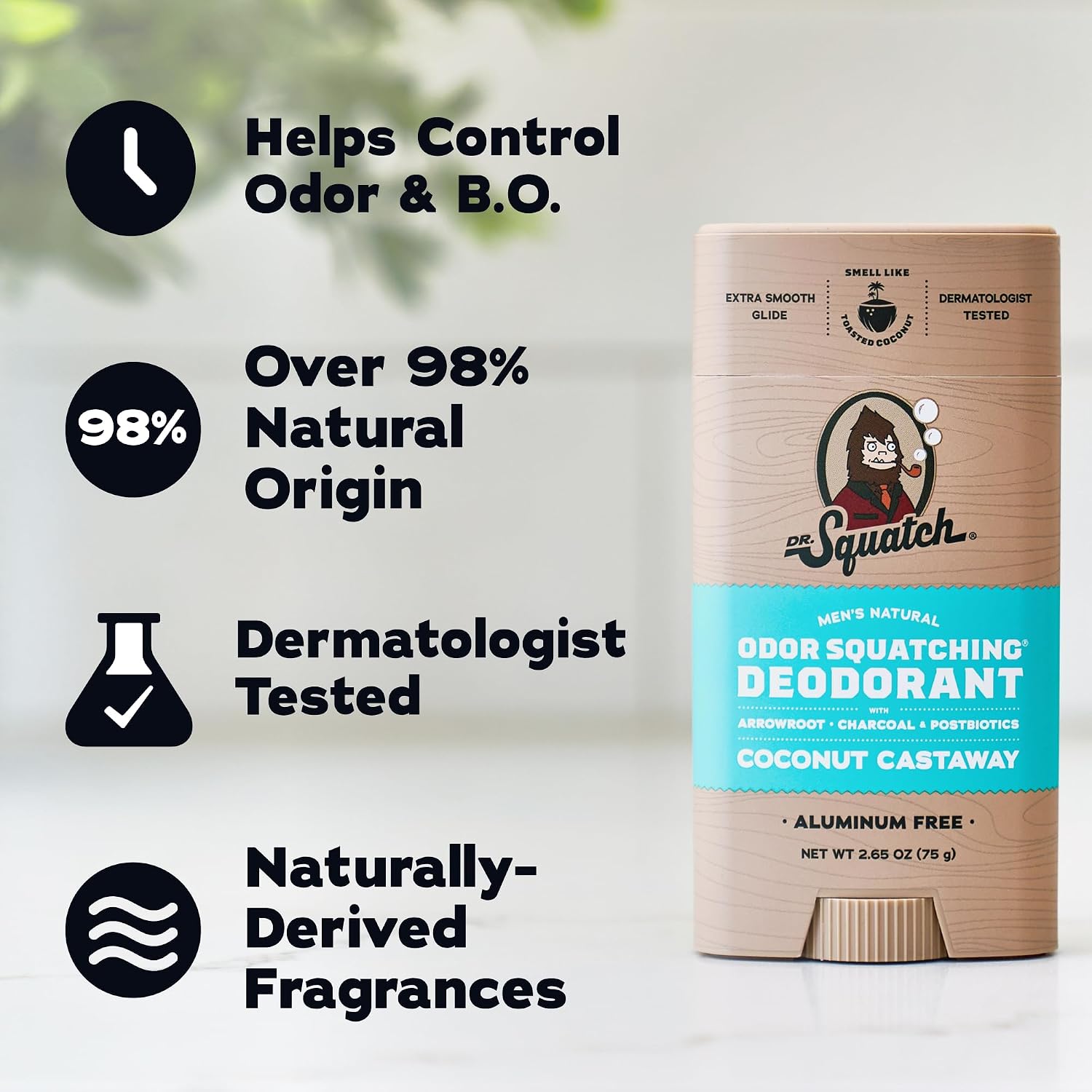 Dr. Squatch Desodorante natural para hombres, sin aluminio, Coconut...